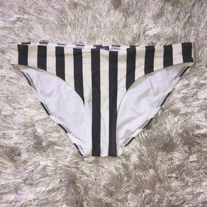 White and gray striped bikini bottoms